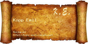 Kopp Emil névjegykártya